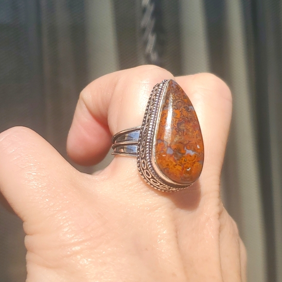 New Seam Agate 925 Silver Ring. - Picture 8 of 15